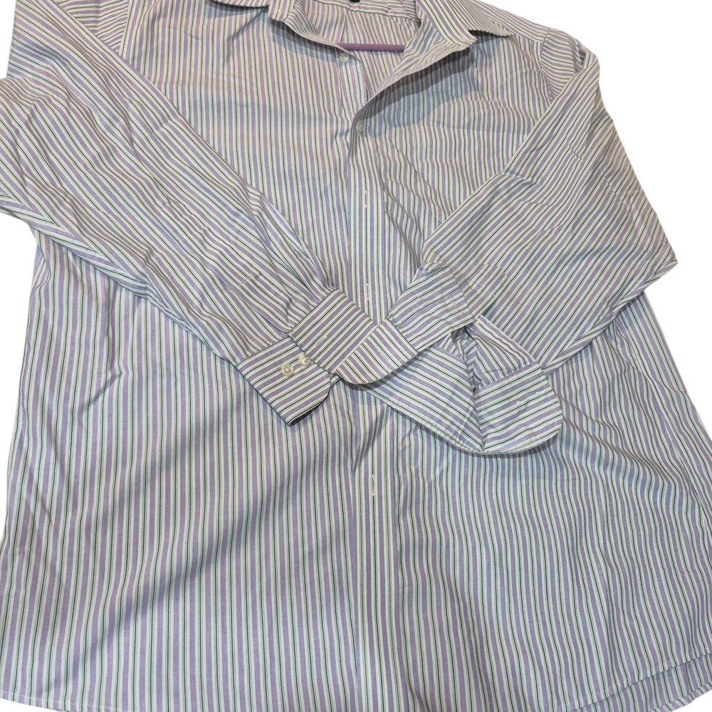 Ralph Lauren Classic Striped Button Down Shirt Lavendar MINT and White Stripe